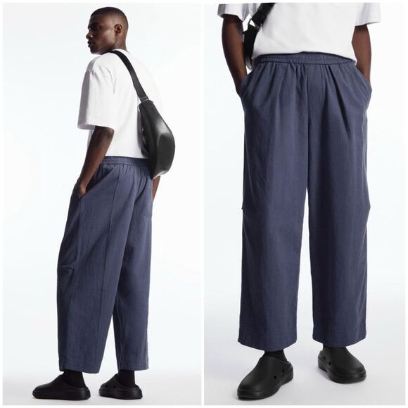 COS Other - COS Men's Wide-leg Chambray Linen/Cotton French Blue Trousers Sz L